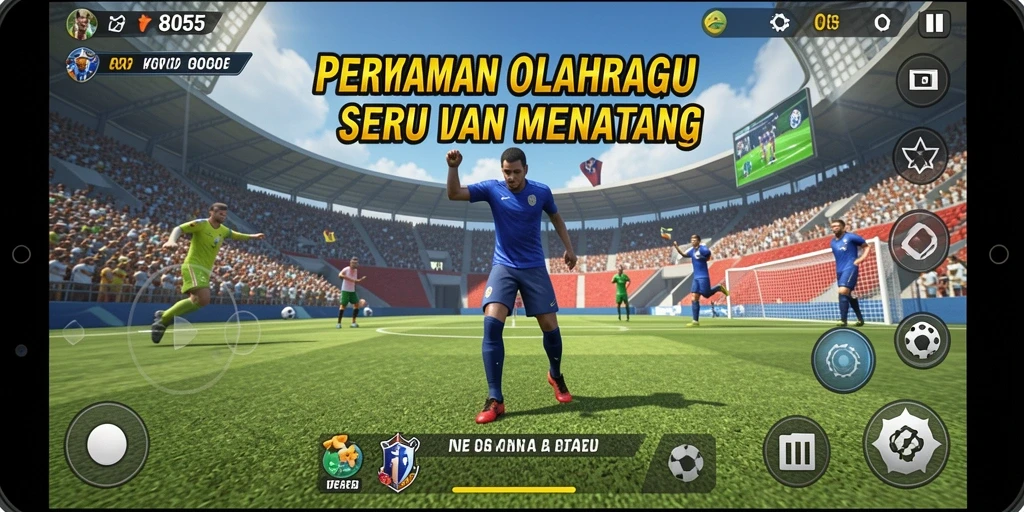 Tampilan gameplay menarik dari game 8055 dengan berbagai cabang olahraga.