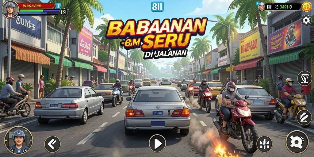 Tampilan seru gameplay balapan di 8II dengan mobil cepat.