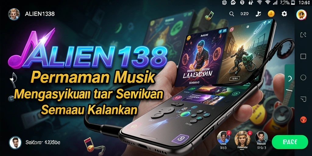 Tangkapan layar dari gameplay seru ALIEN138 dengan berbagai genre musik.