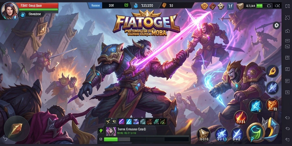 Tampilan gameplay menarik dalam pertempuran MOBA yang seru.