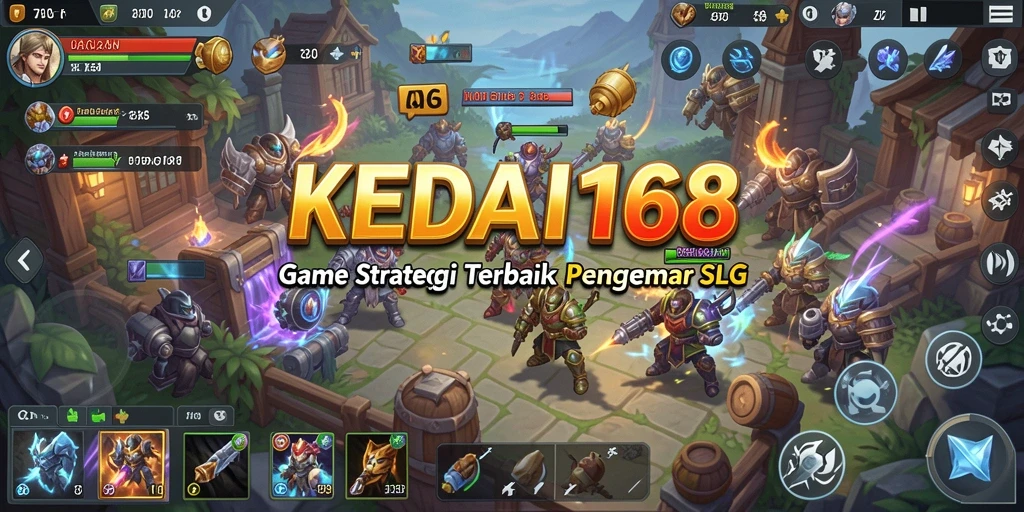Tangkapan layar KEDAI168 menunjukkan aksi pertempuran seru dalam game SLG.