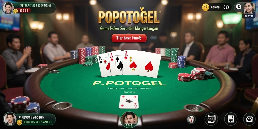 Tampilan seru gameplay Poker di POPOTOGEL.