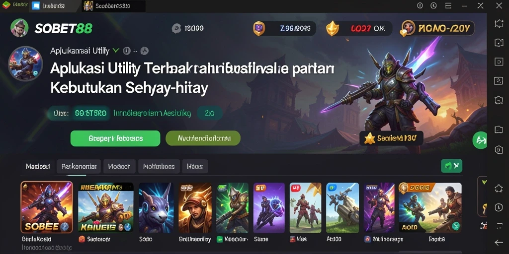 Screenshot utama SOBET88 menampilkan antarmuka aplikasi Utility yang intuitif dan user-friendly.